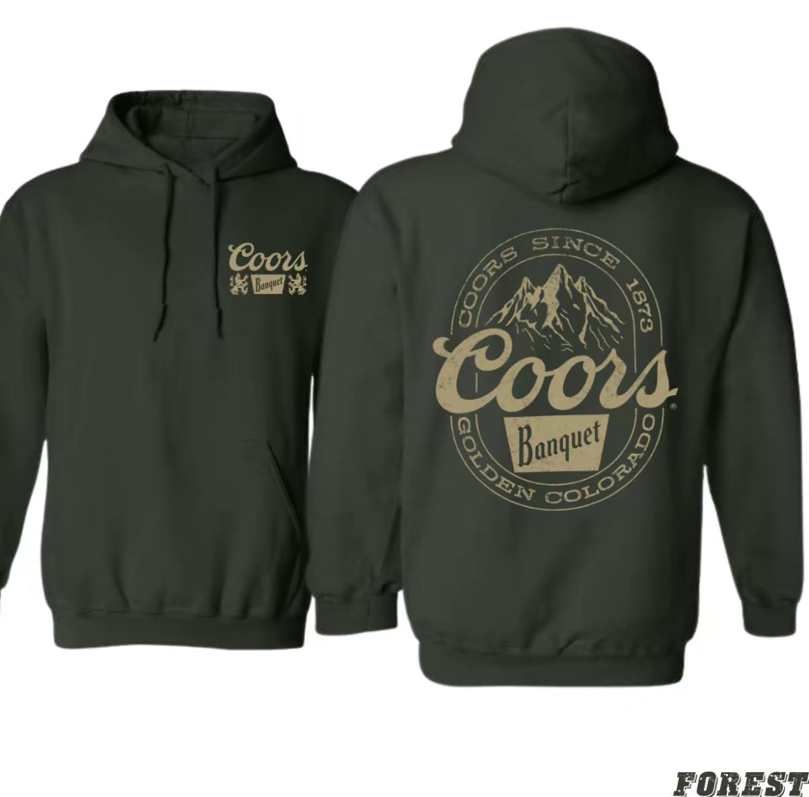 Coors Banquet Hoodie - Classic and Rugged Retro Coors Logo Mountain