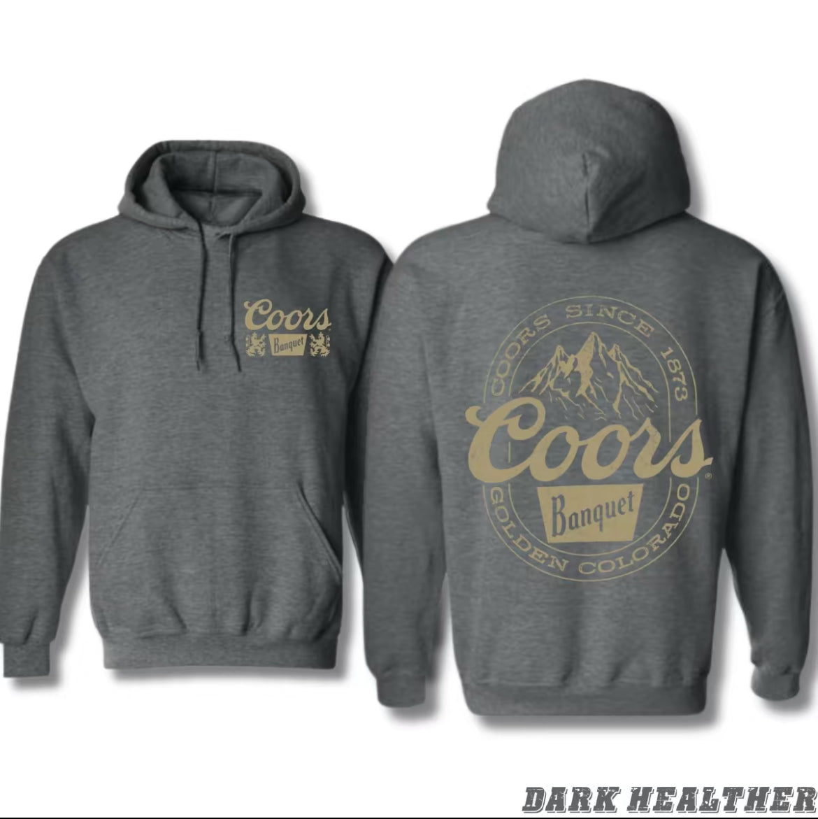 Coors Banquet Hoodie - Classic and Rugged Retro Coors Logo Mountain