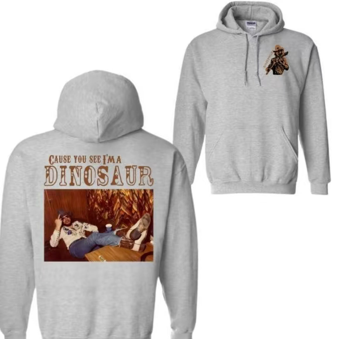 Dinosaur Hank Williams Jr. Bocephus West - Cotton hoodie -Comfortable - New Design