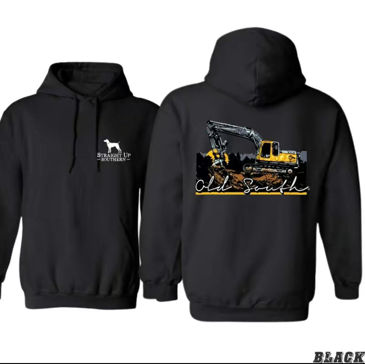 Old South - Bold Construction and Excavator, Design Unisex Hoodie